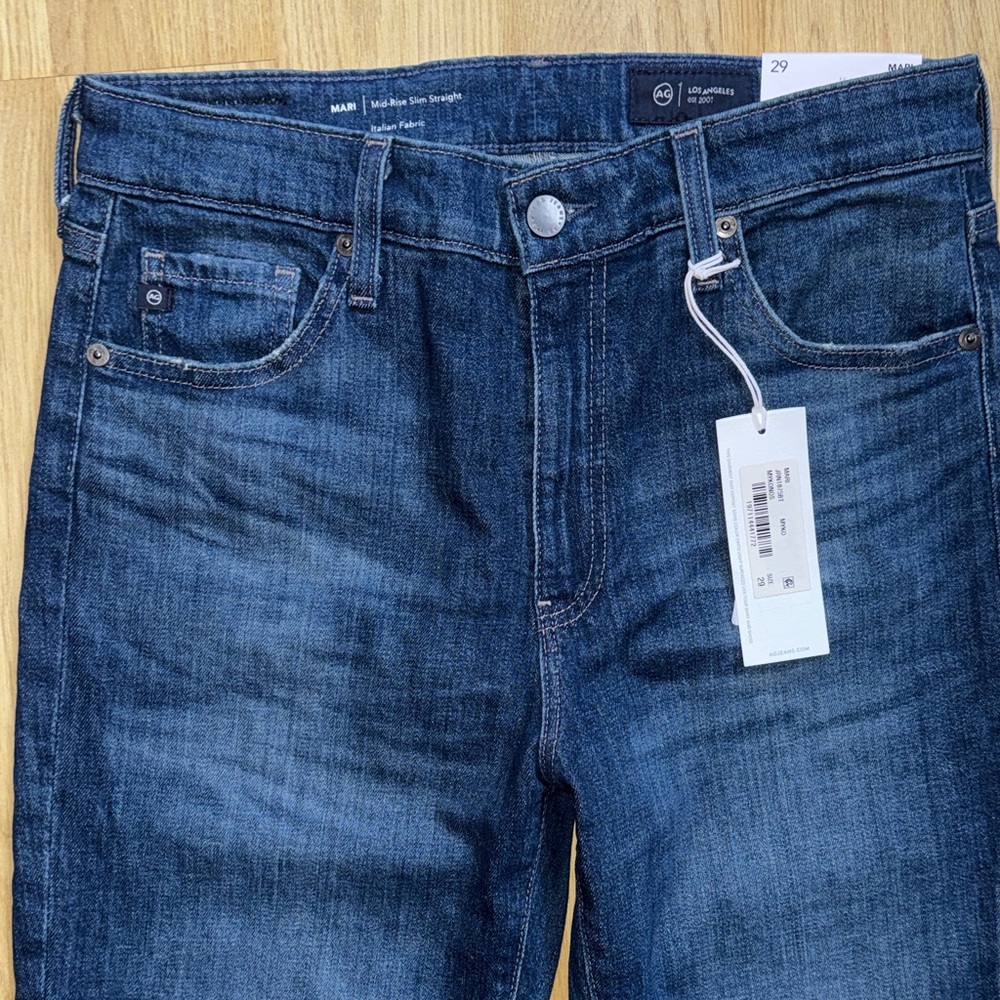 AG Adriano Goldschmied Straight Leg Jeans - Dark Wash Blue - Picture 3 of 12